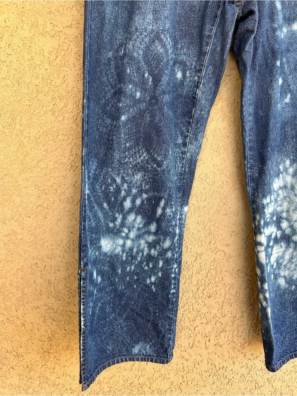 Handmade Bleach Dyed Doily Couture Upcycled Gap Capri Jeans - Picture 3 of 7